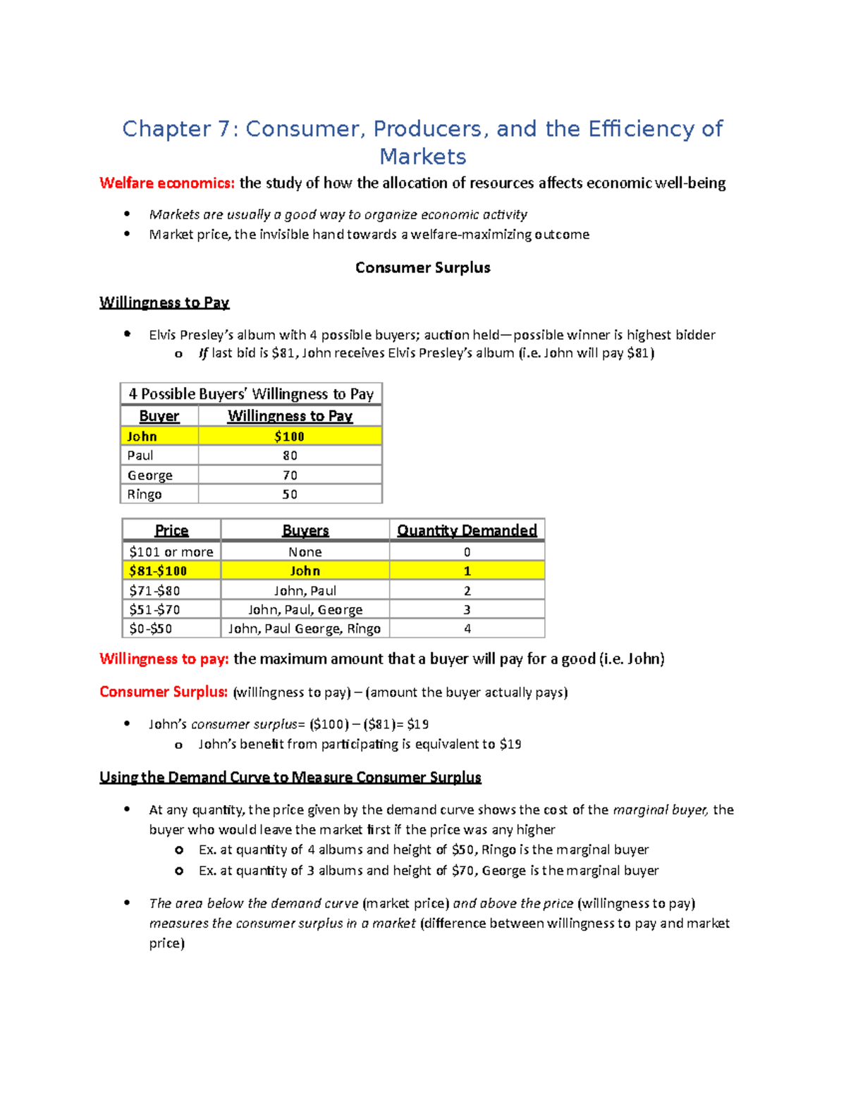 Chapter 7 - Lecture Notes 7 - Chapter 7: Consumer, Producers, And The ...