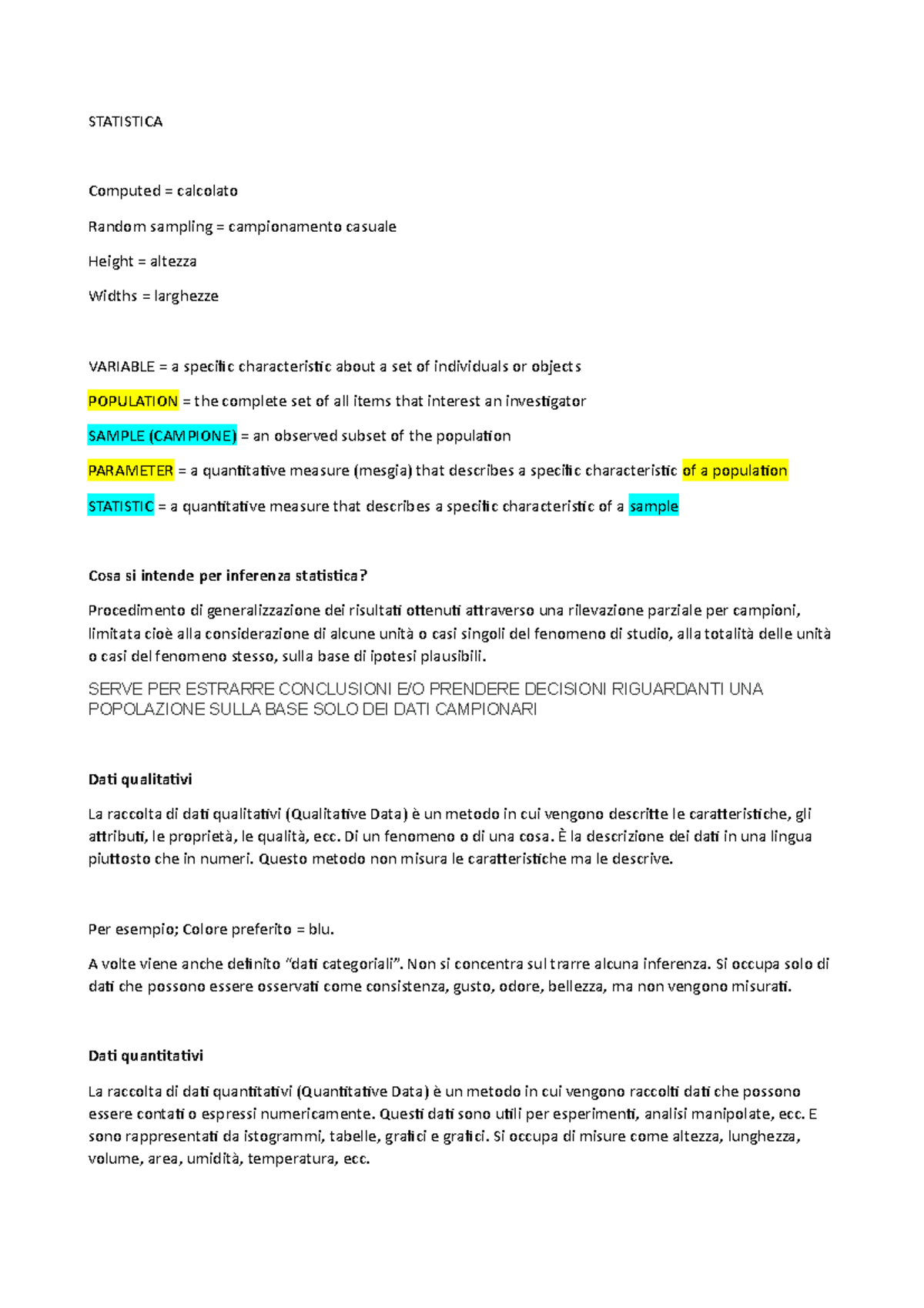 Nuovo documento di microsoft word statistica computed calcolato