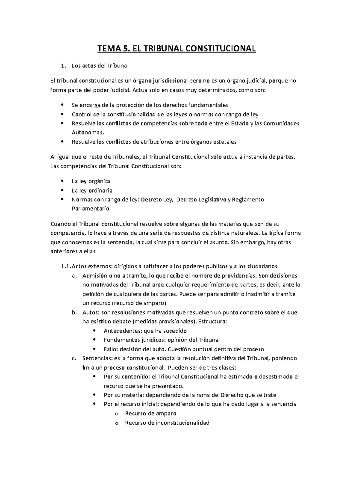 TEMA 5. EL Tribunal Constitucional - TEMA 5. EL TRIBUNAL CONSTITUCIONAL ...