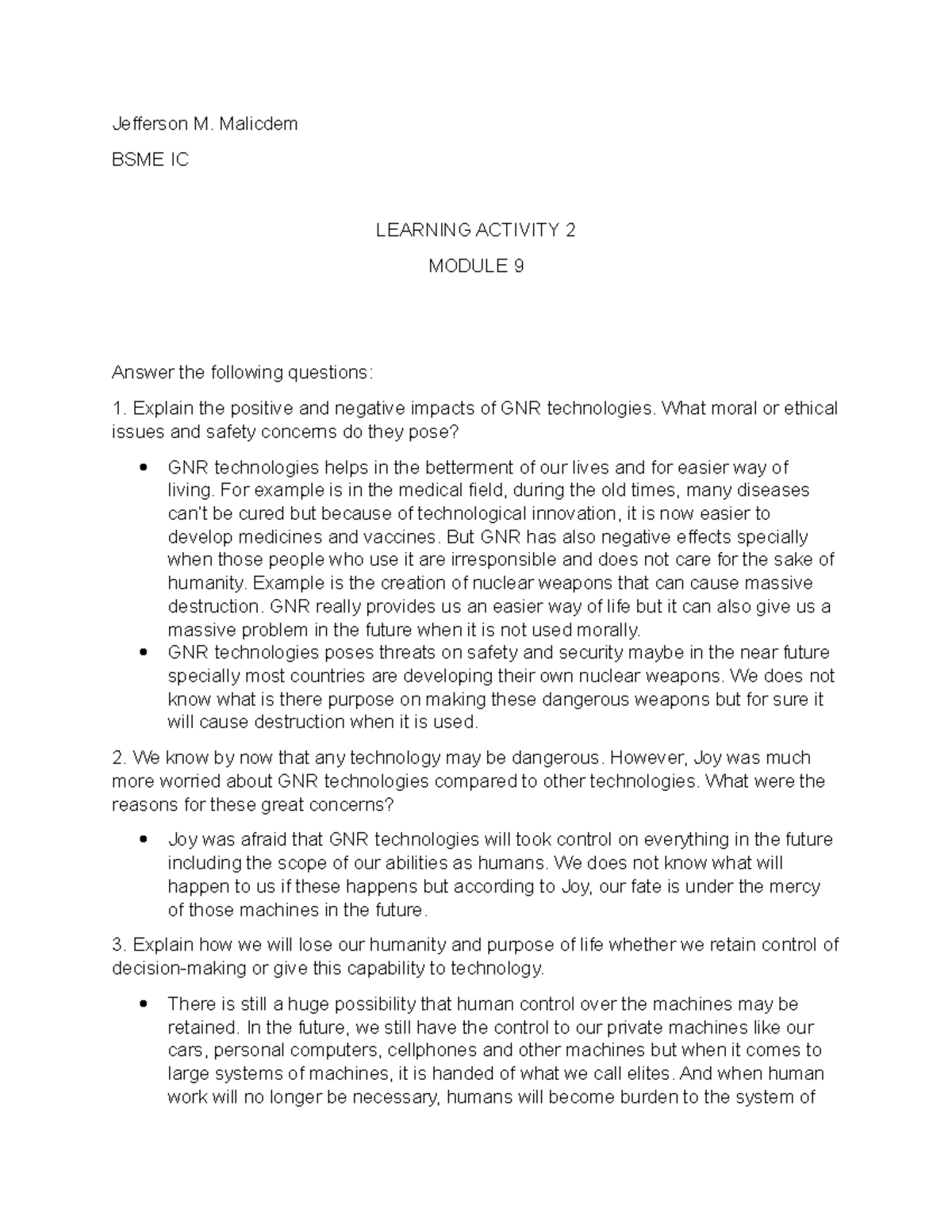 Learning Activity 2 M9 Malicdem Jefferson - Science, Technology, and ...