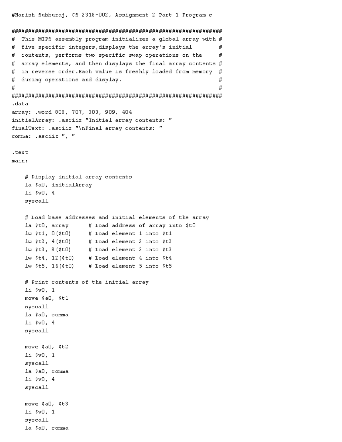 Assemblyassign C - lecture notes - #Harish Subburaj, CS 2318-002 ...