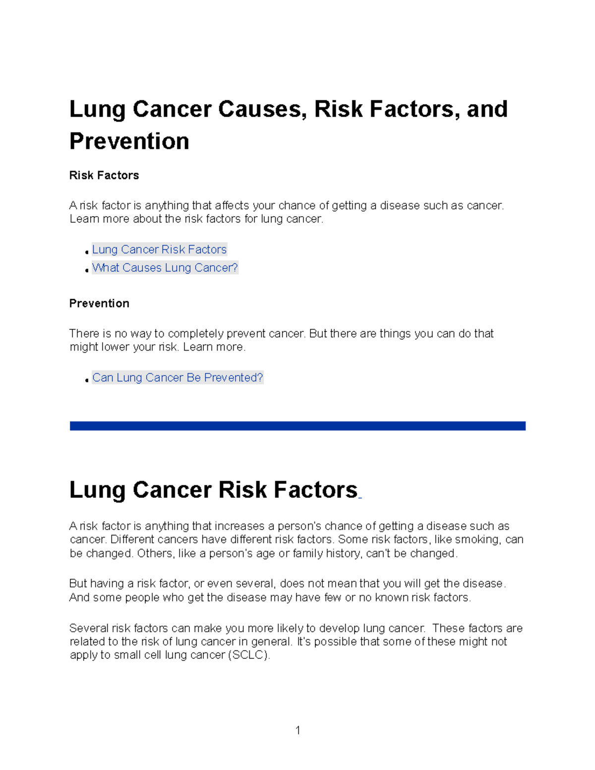 Lung cancer - Learn more about the risk factors for lung cancer. Lung ...