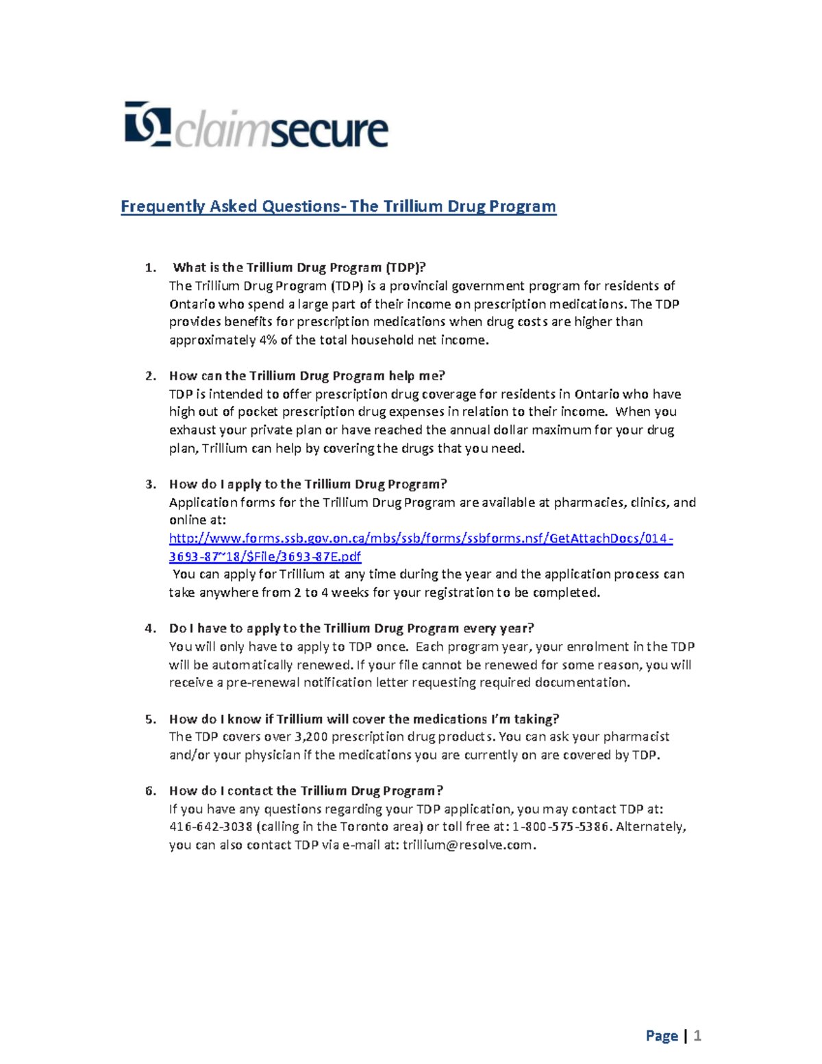Trillium FAQ 2014 - Page | 1 Frequently Asked Questions- The Trillium ...