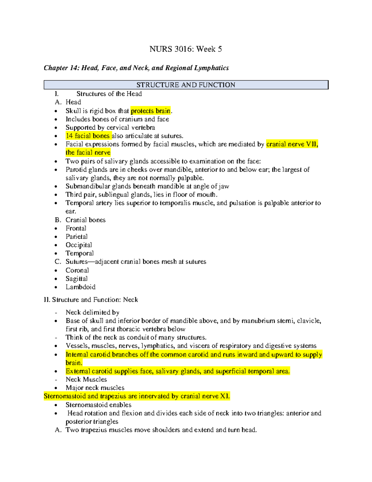 NURS 3016 Health Assessment Jarvis Chapter 14 - Lecture notes Semester ...