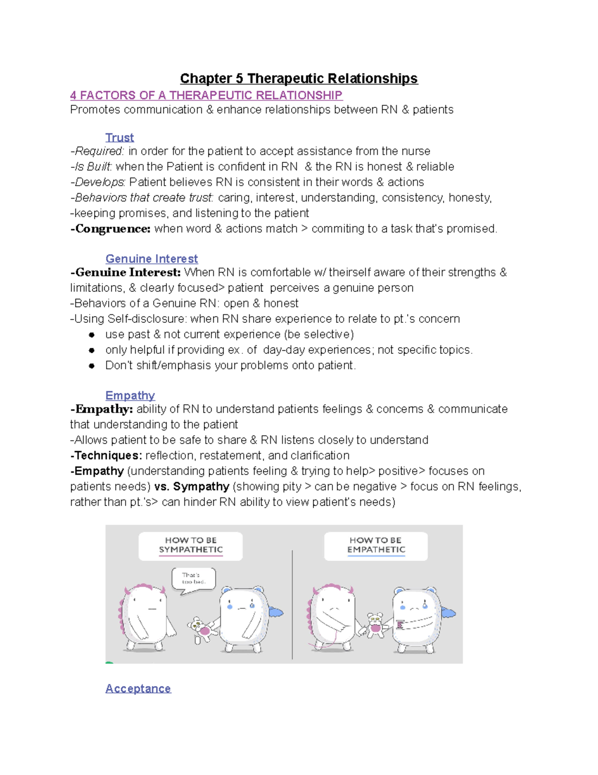 Chapter 5 Mental Health Chapter 5 Therapeutic Relationships 4 FACTORS