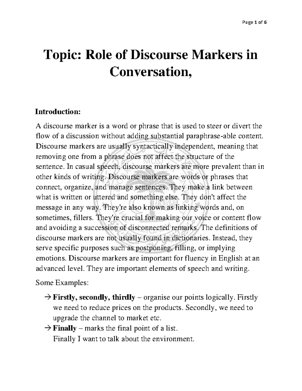 discourse-markers-in-pragmatics-linguistics-amu-studocu