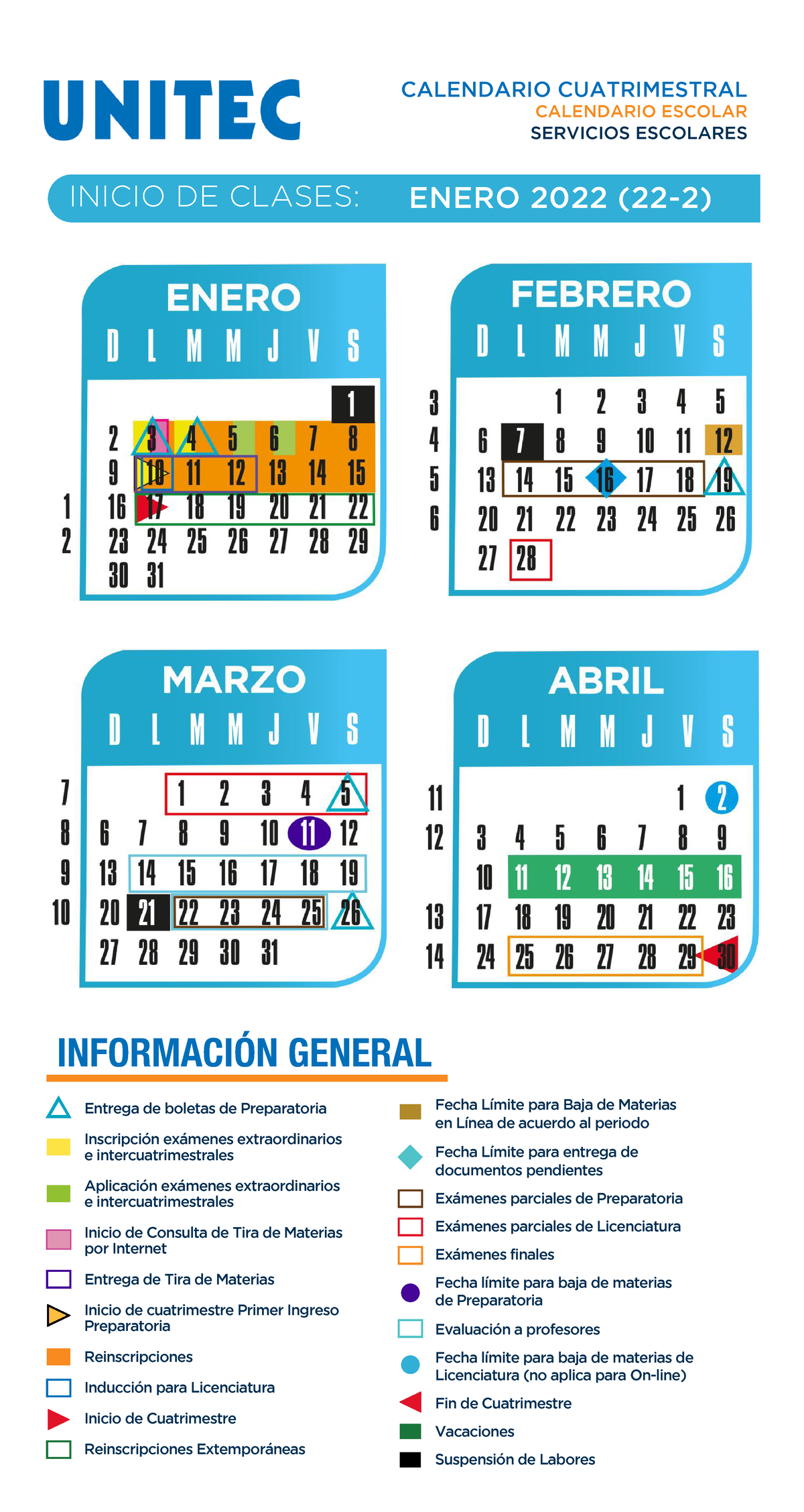 Calendarioescolar informacion general INICIO DE CLASES ENERO 2022