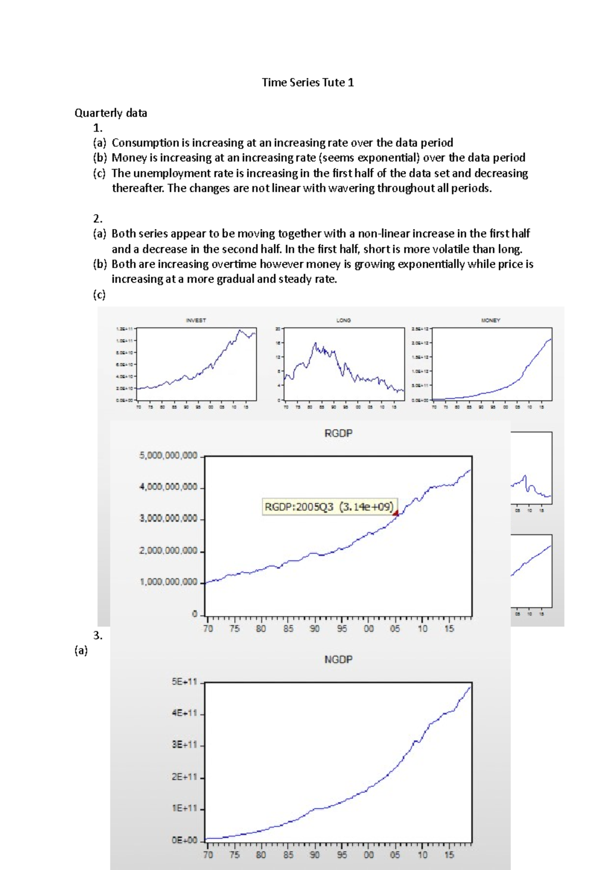 Tute 1 - Time Series Tute 1 Quarterly data 1. (a) Consumption is ...