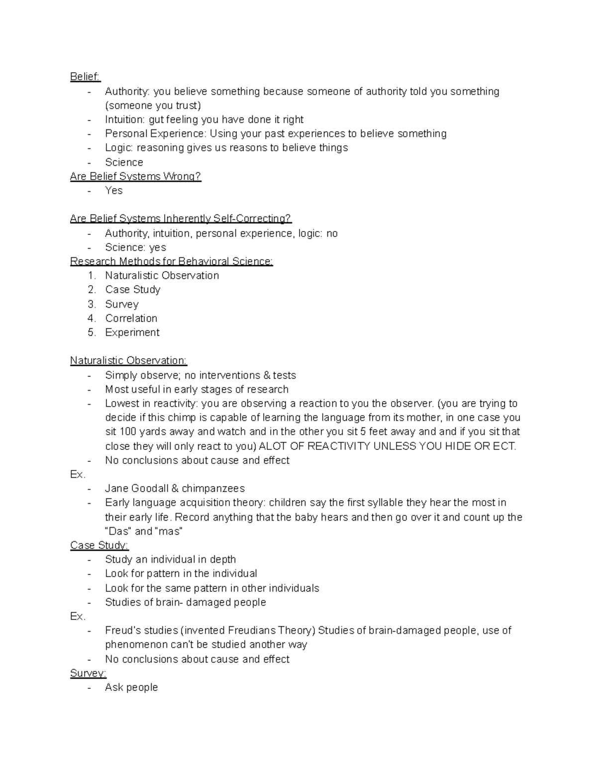 Psych Notes - Steven Smith - Belief: - Authority: you believe something ...