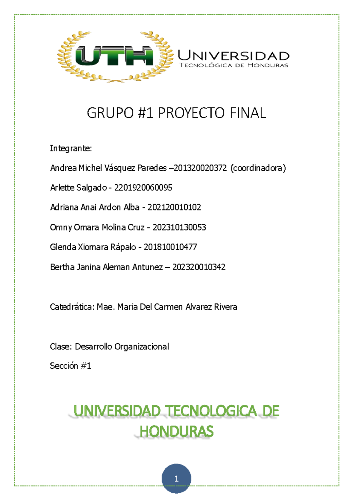 Proyecto Final DO, Segunda Parte Grupo #1 - GRUPO #1 PROYECTO FINAL ...