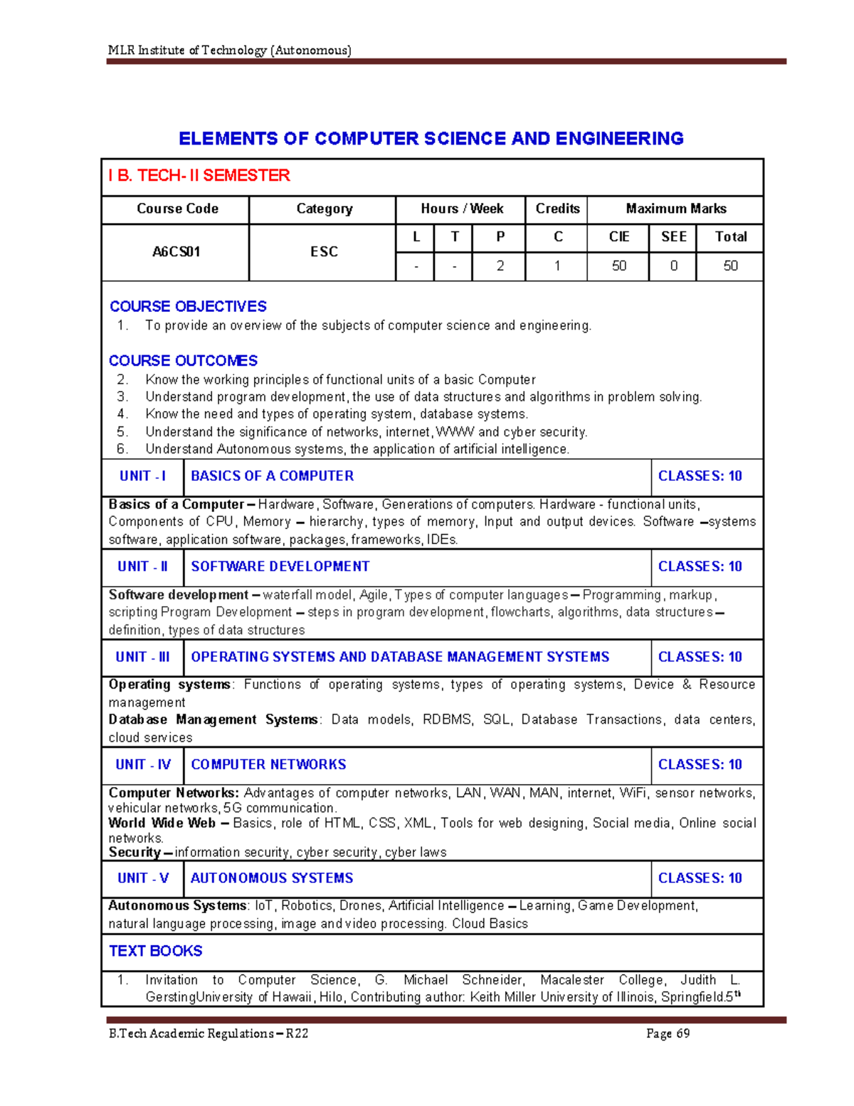 Elements OF Computer Science AND Engineering - MLR Institute of ...