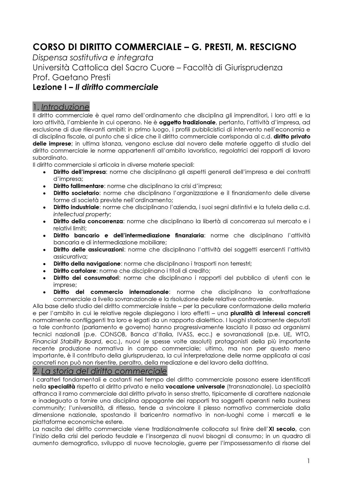  Corso di diritto commerciale: Impresa, contratti