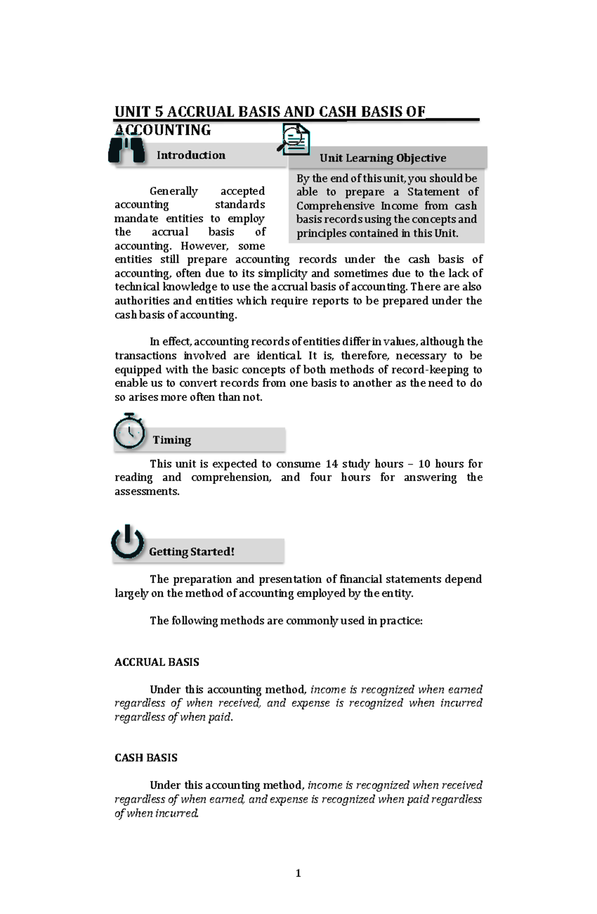 UNIT 5 CASH AND Accrual Basis - UNIT 5 ACCRUAL BASIS AND CASH BASIS OF ...