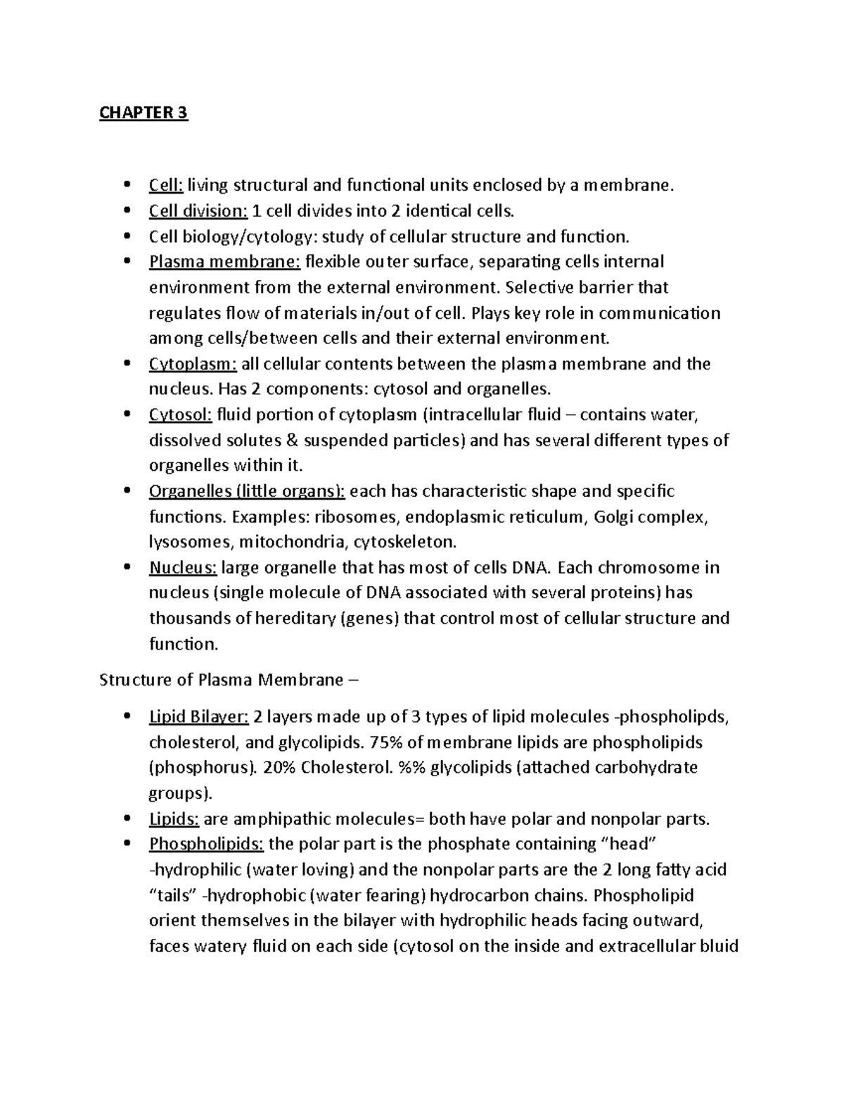 Biology - Lecture notes A bunch of notes from some of the chapters ...