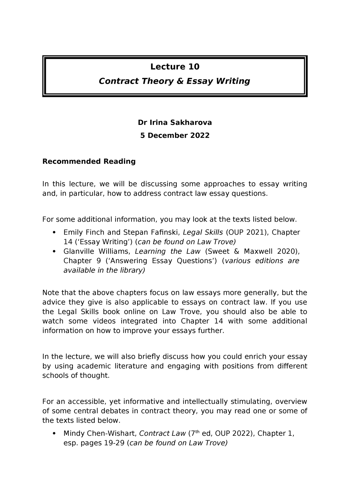 Lecture 10 - Contract Theory & Essay Writing - Tagged - Lecture 10 ...