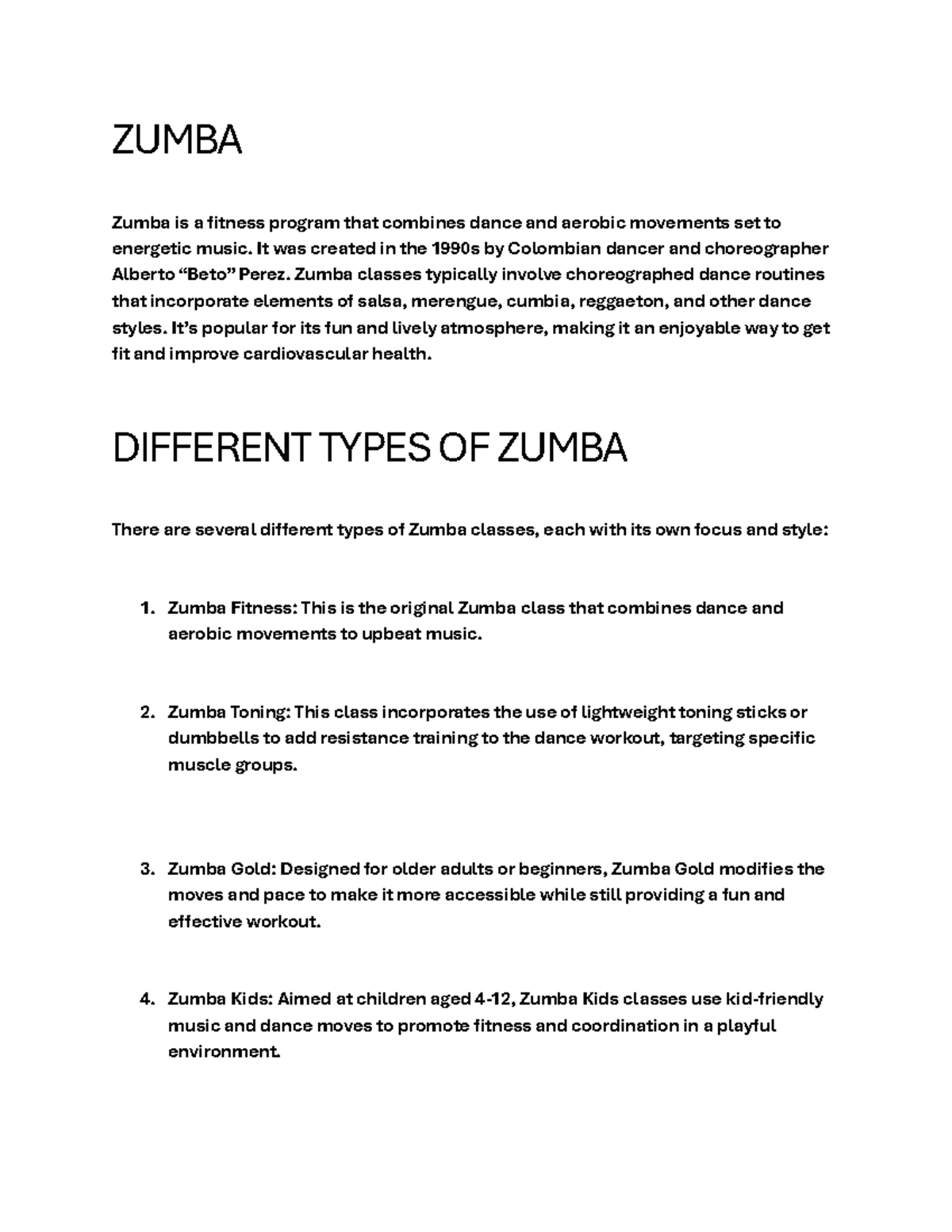 Document - i want to study for exam - ZUMBA Zumba is a fitness program ...