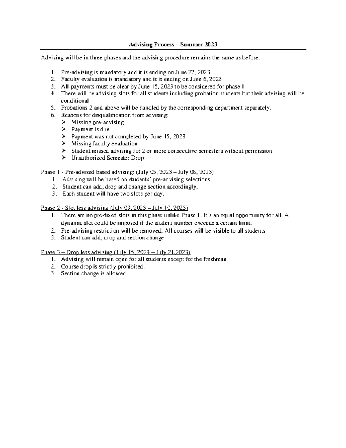 Advising process summer 2023 Updated - Advising Process – Summer 2023 ...