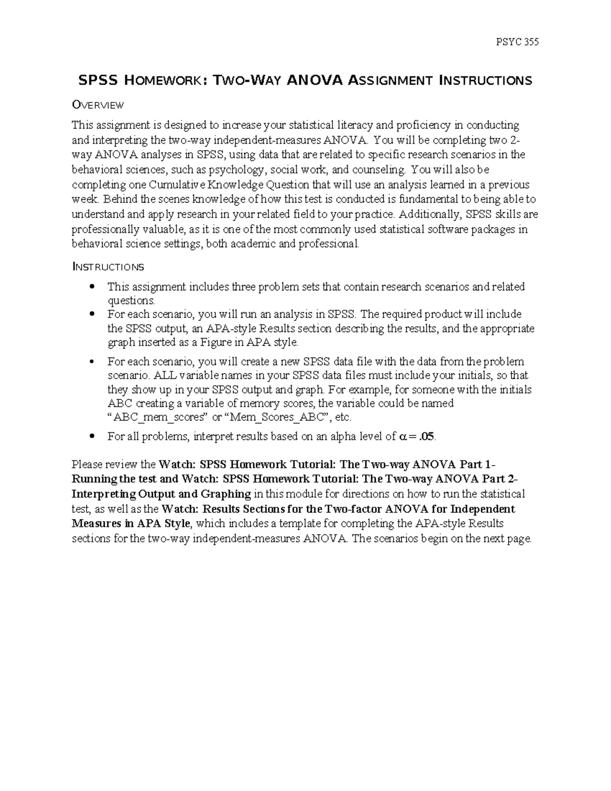 spss homework two way anova assignment