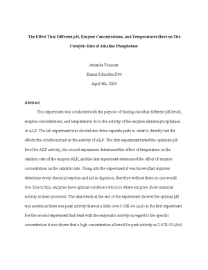 Lab 5 HW - Lab 5: Properties of Enzymes Lab Notebook Questions: 1. What ...