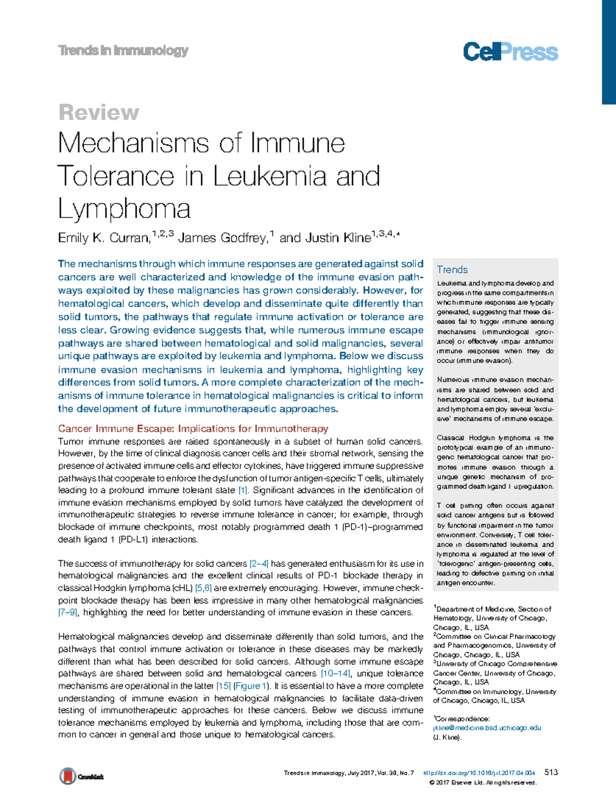 PIIS1471490617300753 - Review Mechanisms of Immune Tolerance in ...