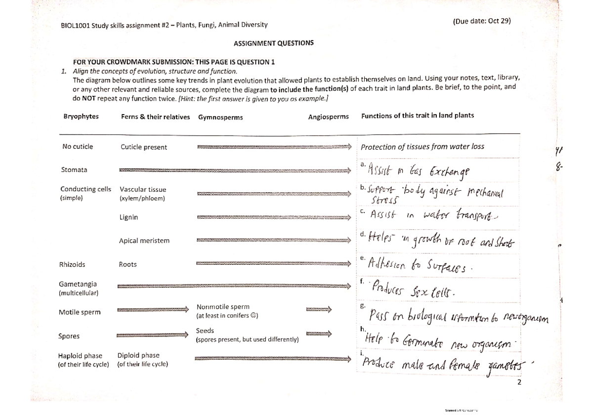 Question 1 bio - hfghjj - Studocu