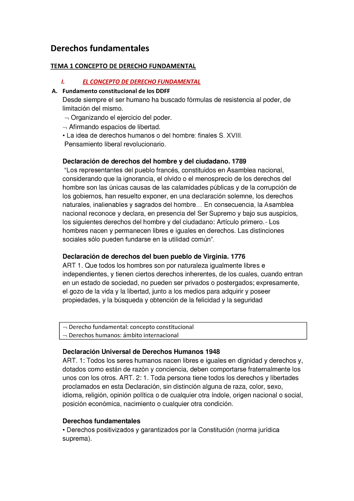 Derechos Fundamentales Tema 1 - Derechos Fundamentales TEMA 1 CONCEPTO ...