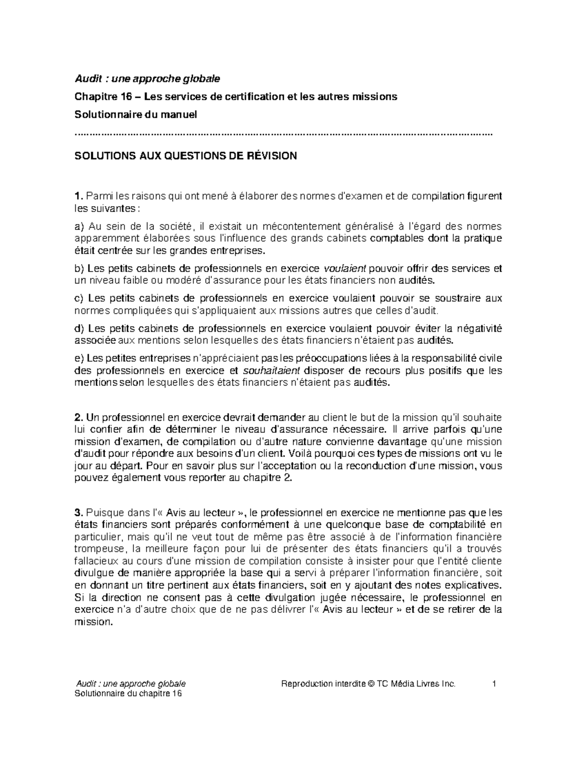 Mission De Compilation Vs Avis Au Lecteur Solutionnaire ch16 - Warning: TT: undefined function: 32 Audit : une  approche globale Reproduction - Studocu