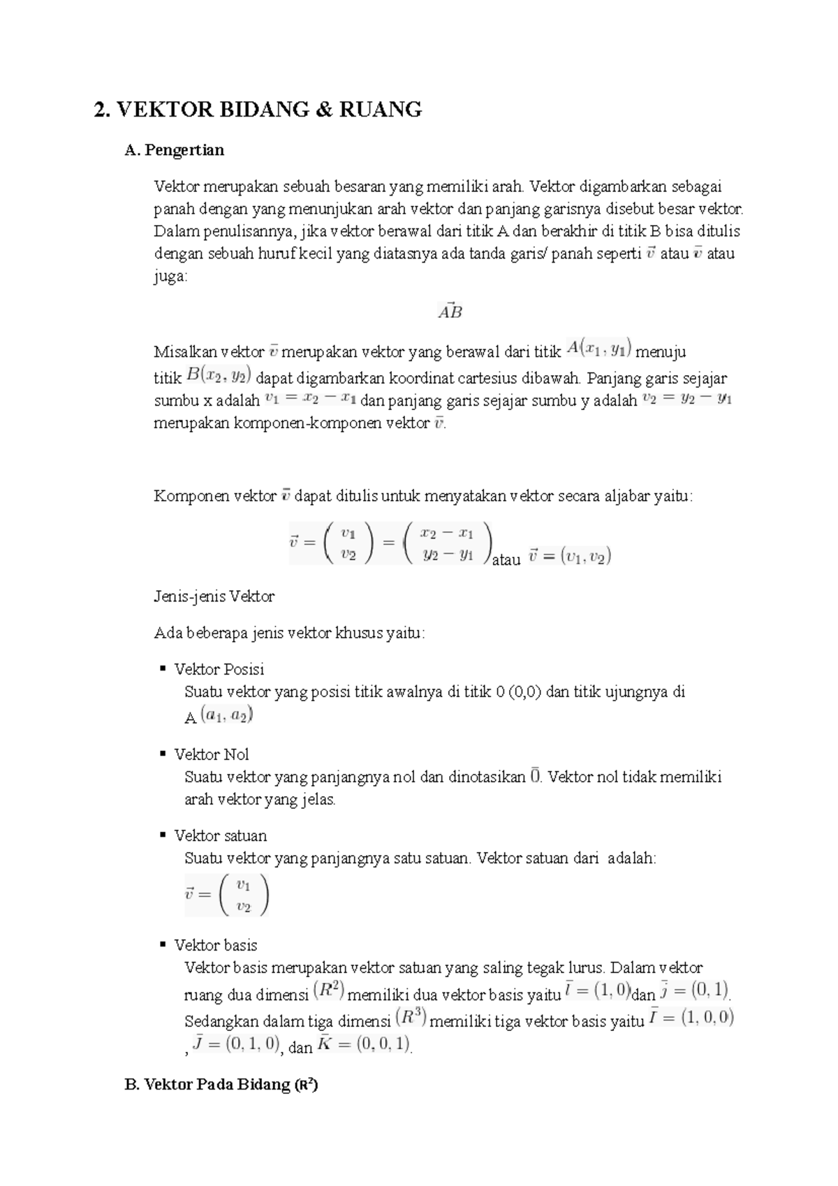 UAS Vektor Bidang Ruang - 2. VEKTOR BIDANG & RUANG A. Pengertian Vektor ...