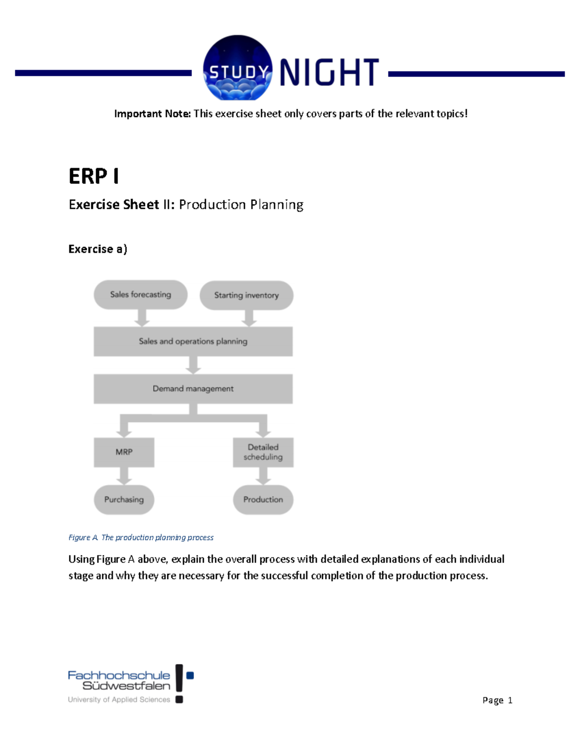ERP I II 2021 - wfseo - ERP I Exercise Sheet II: Production Planning ...