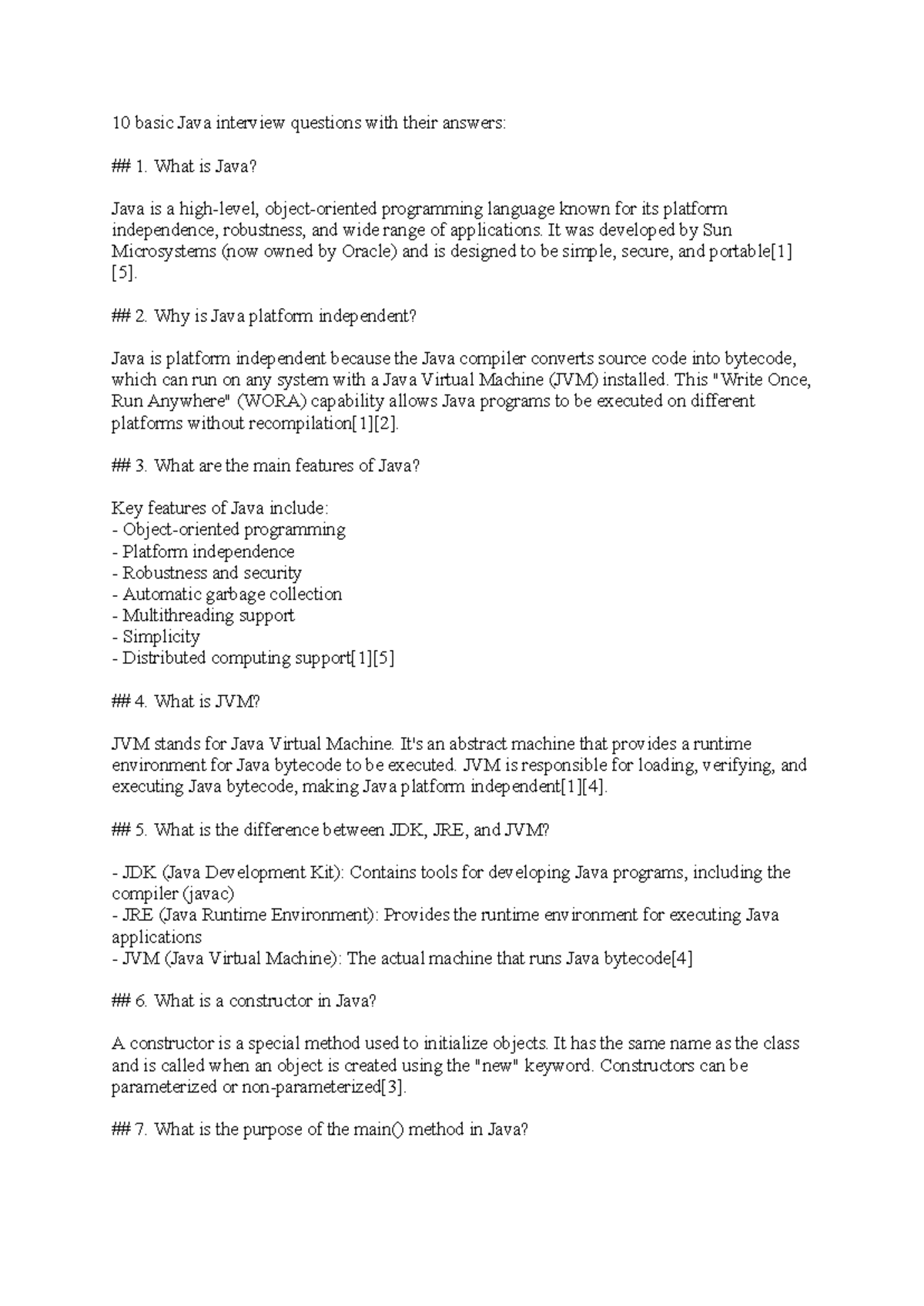Basic 10 questions about Java - 10 basic Java interview questions with ...