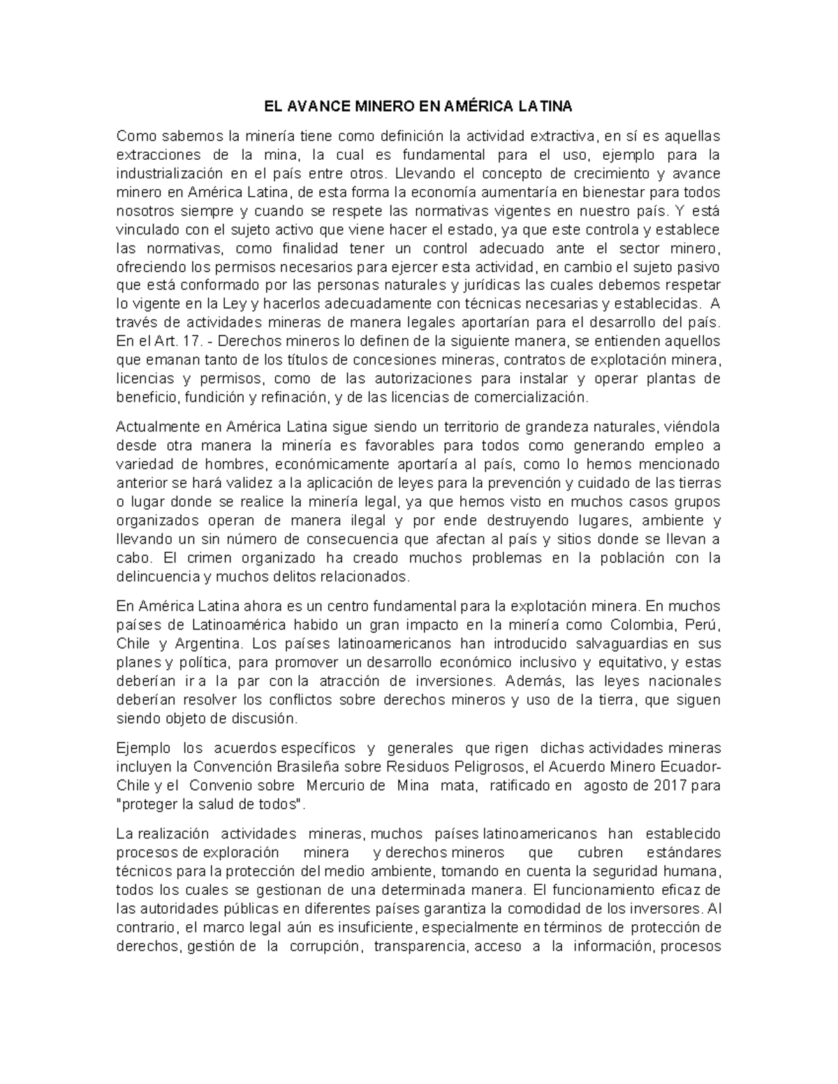 EL Avance Minero EN América Latina zulma - EL AVANCE MINERO EN AMÉRICA ...