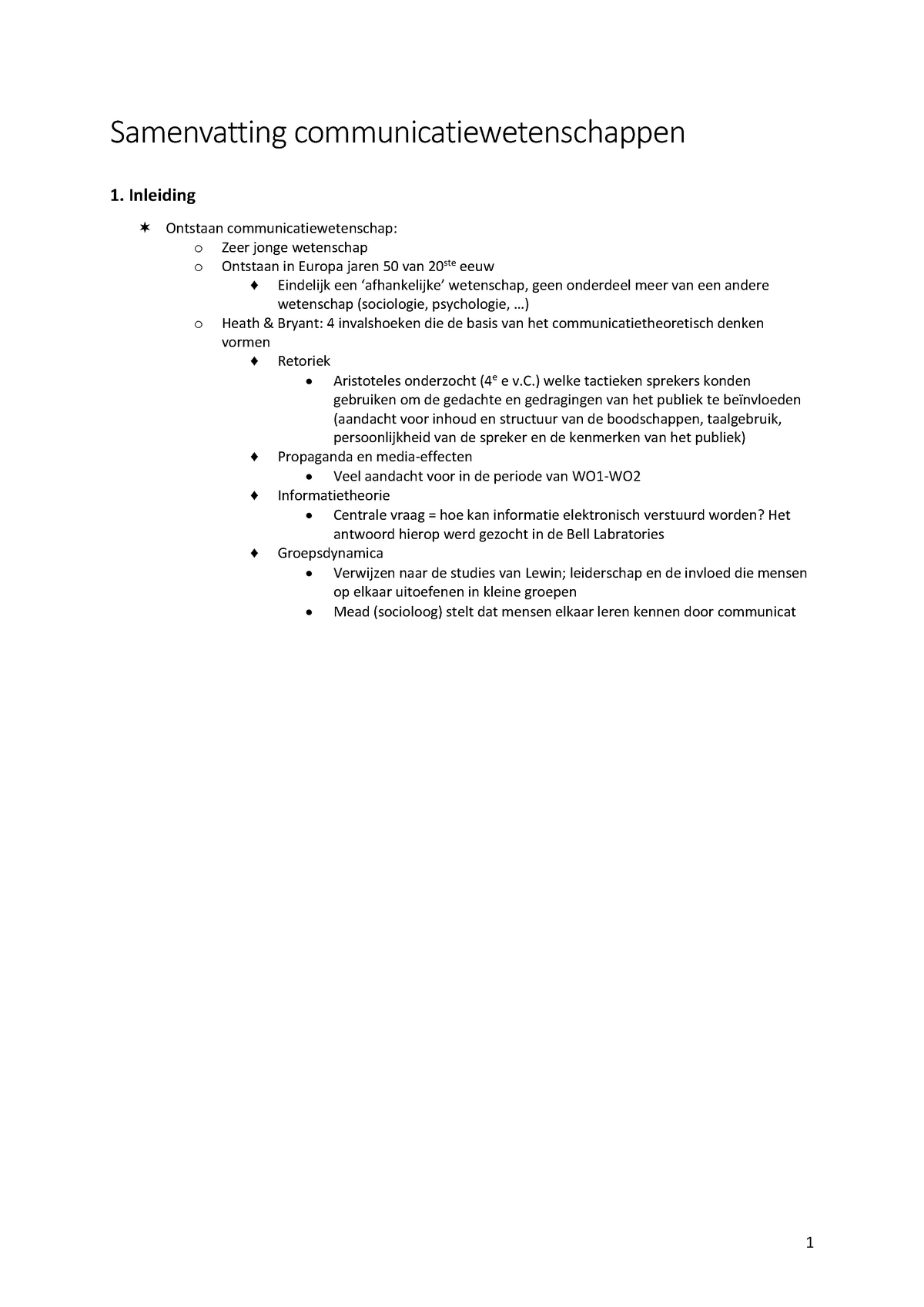 Communicatie Wetenschappen Samenvatting - Inleiding Tot De ...