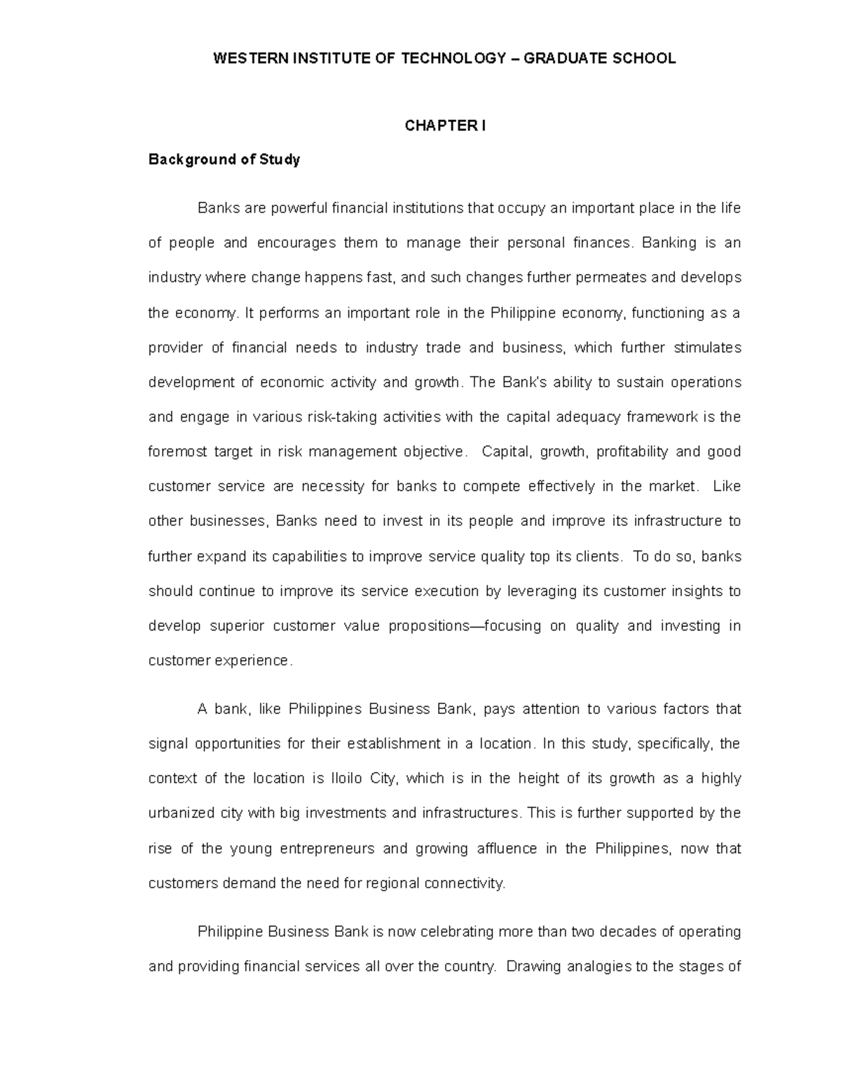 Research-1-3-1 updated - CHAPTER I Background of Study Banks are ...