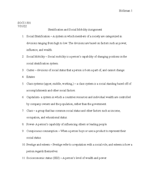 SOCI 1301 Chapter 10 Assignment - 1 SOCI 1301 7/31/ Global Inequality ...