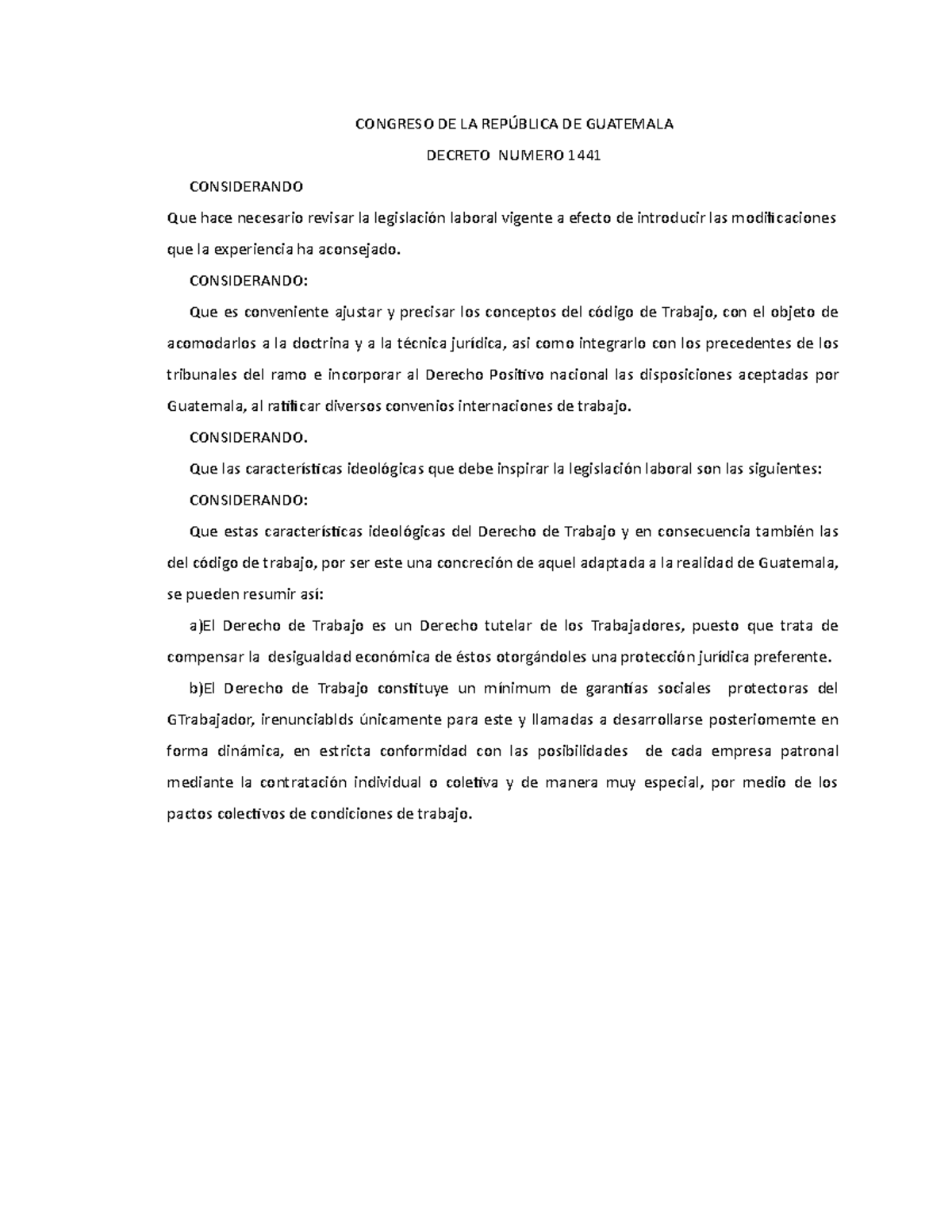 Codigo De Trabajo - CONGRESO DE LA REPÚBLICA DE GUATEMALA DECRETO ...