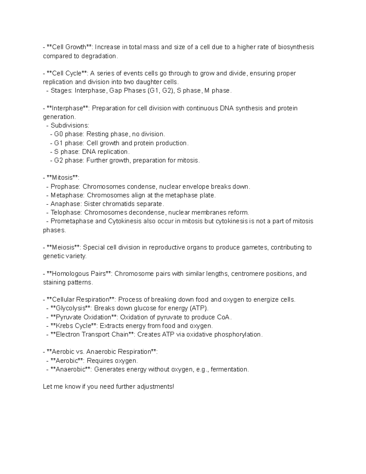Zoology - Reviewer - Cell Growth: Increase in total mass and size of a ...