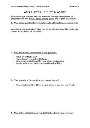Week 1a - workbook questions - **Week 1a: What is sociology? (Week 1a ...