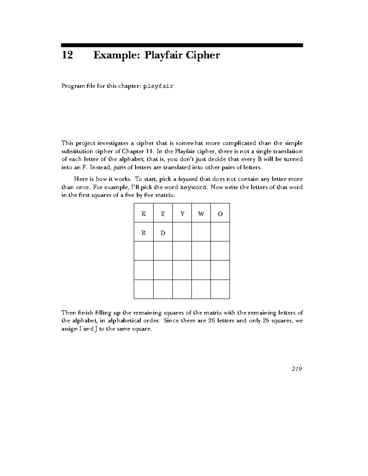 Playfair cipher - Crypotography and number theory - pairs keyword 219 ...