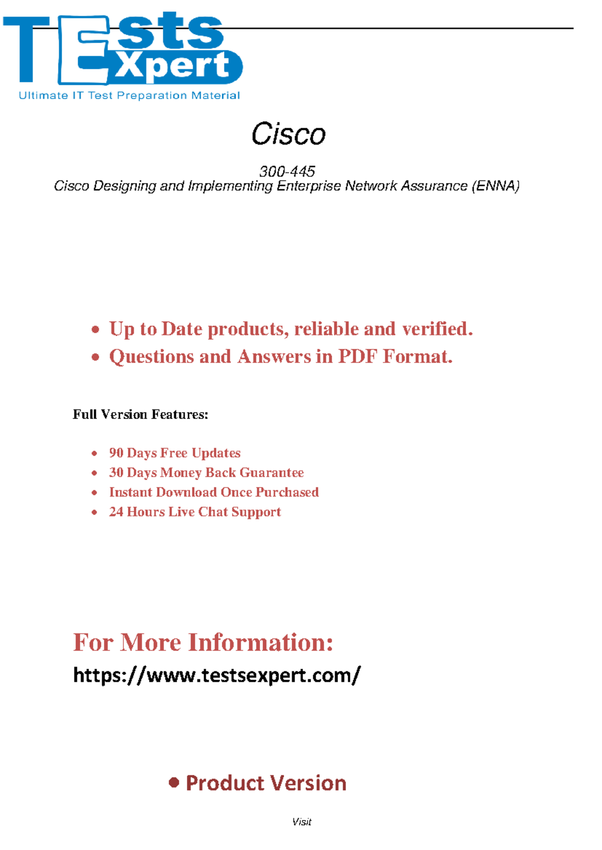 Thrive with 300-445 Cisco Enterprise Network Assurance Exam - • Up to Date  products, reliable and - Studocu