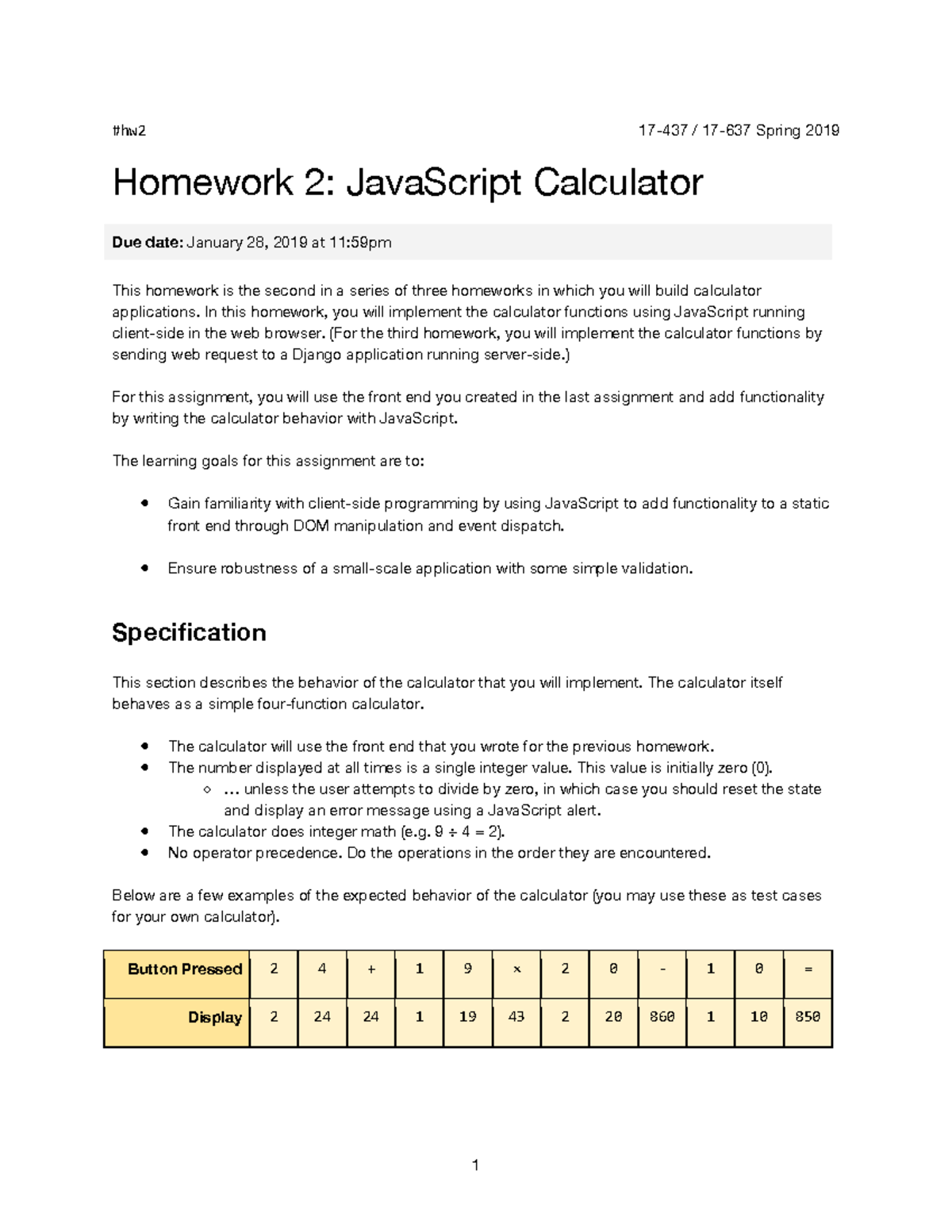 HW2-Spec - Assignment Spec - #hw2 17-437 / 17-637 Spring 201 9 1 ...