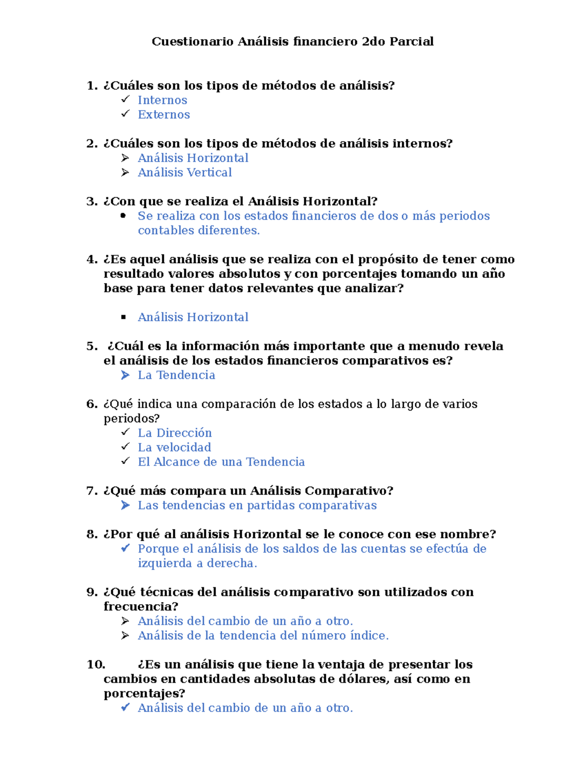 Cuestionario Análisis Financiero 2do Parcial - Cuestionario Análisis ...