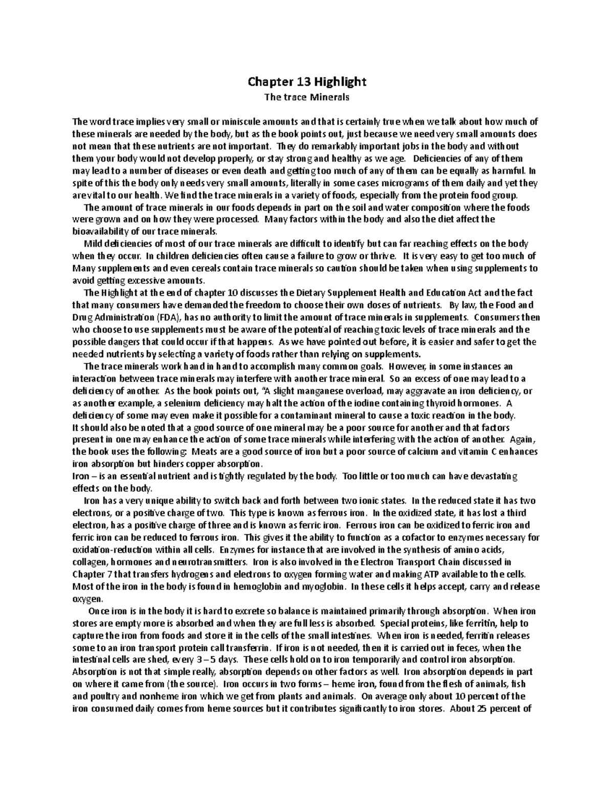 chapter 13 case study trace mineral deficiencies