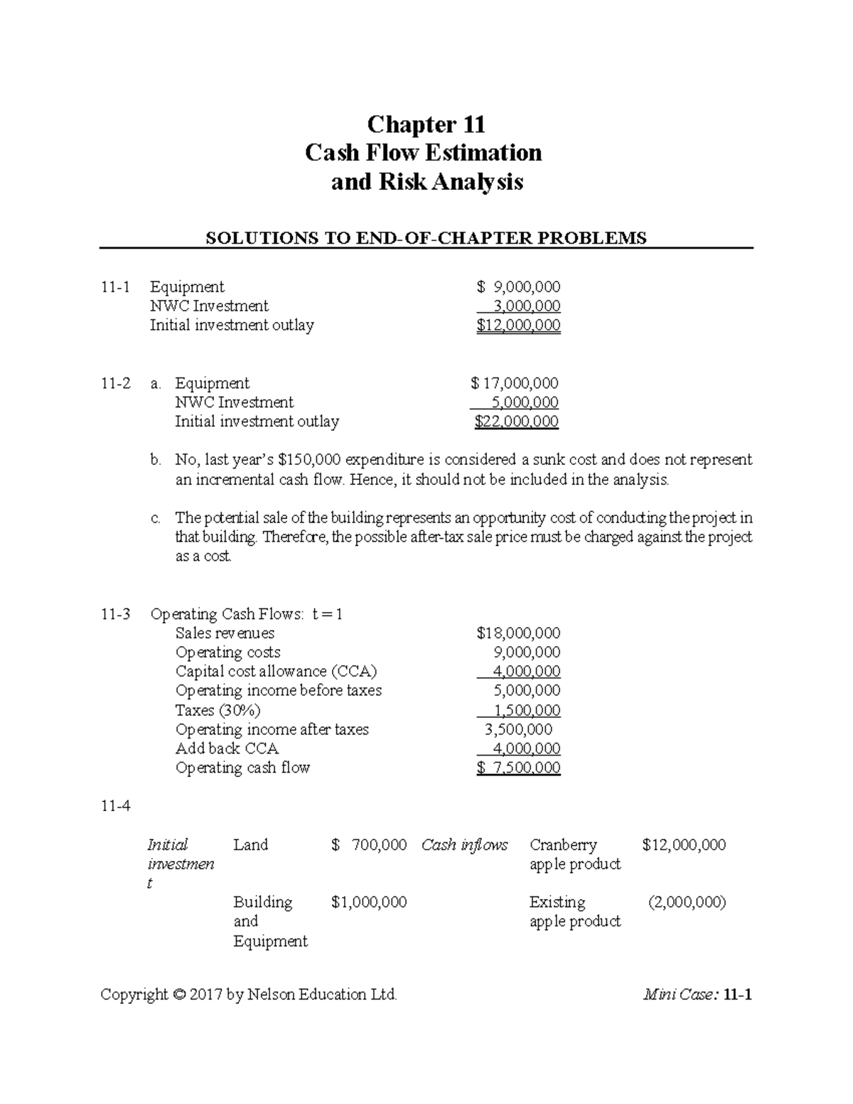 Week 10 CH11 Risk and Capital Budgeting (solutions) - Chapter 11 Cash ...