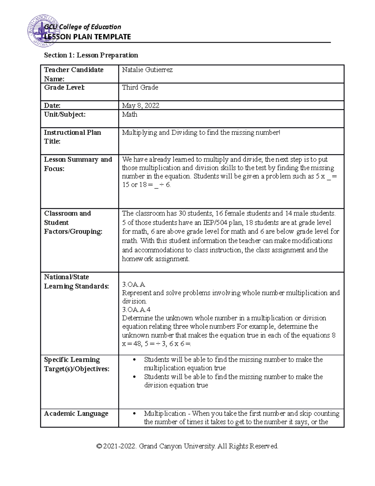 ELM-470 Lesson Planning- Effective Strategies - LESSON PLAN TEMPLATE ...