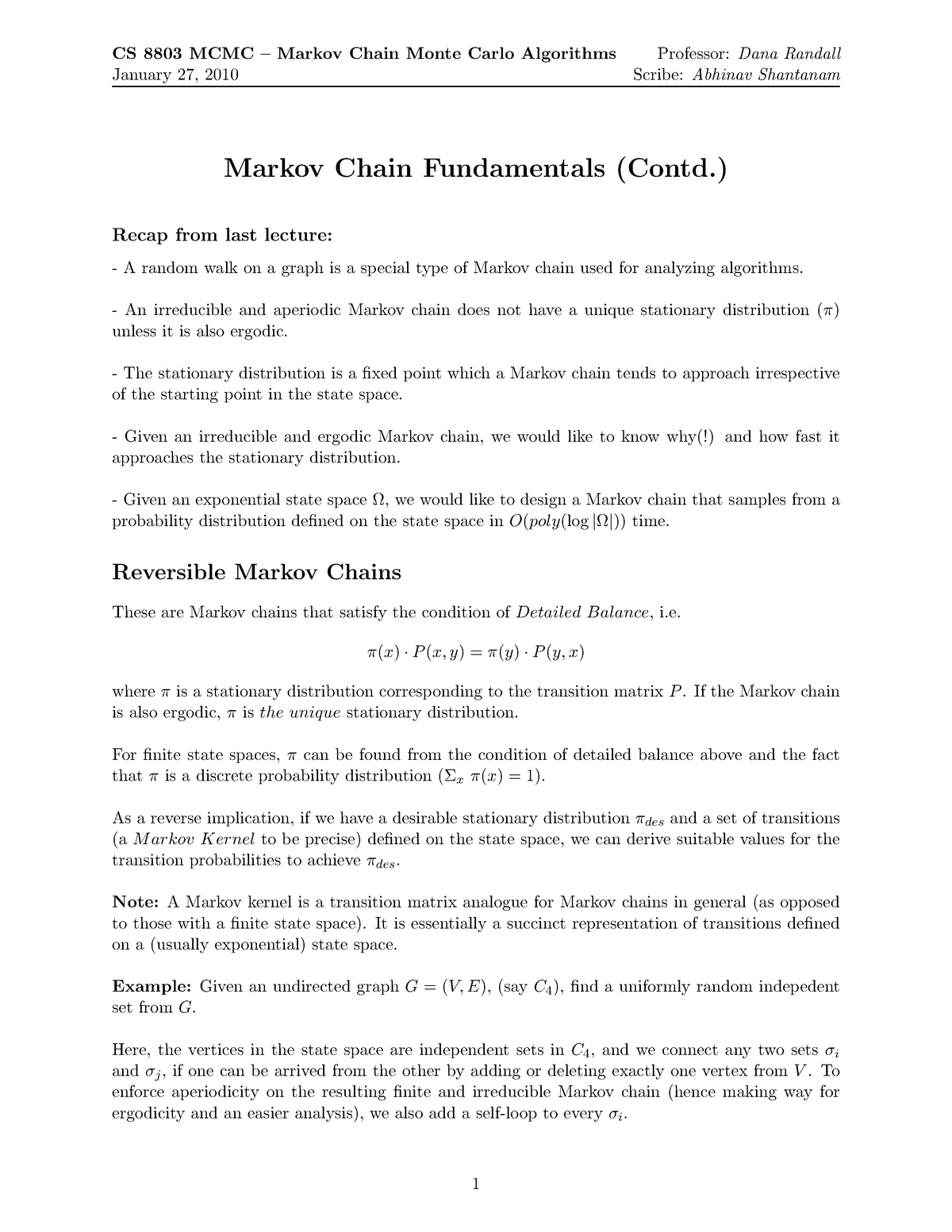 Markov Chain Fundamentals Contd Uofm Studocu