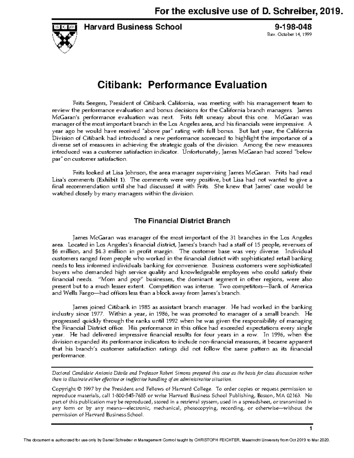 citibank harvard case study