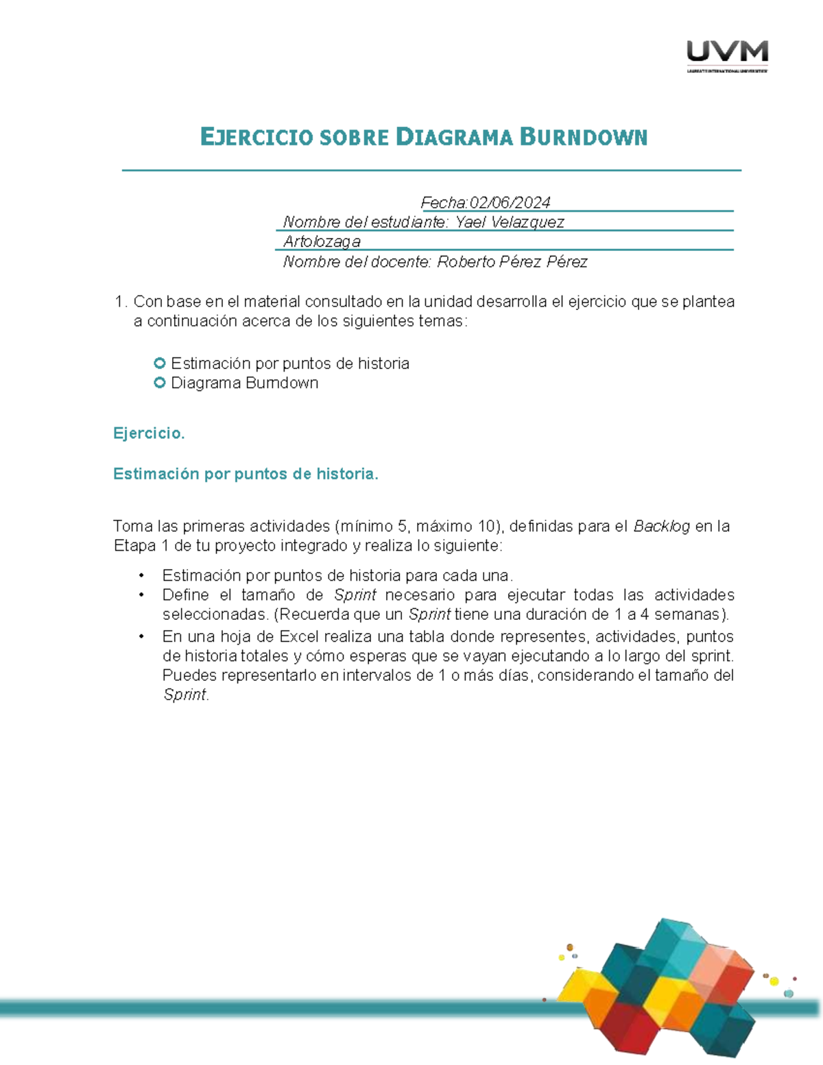 A5 Ejercicio YVAF - ACTIVIDAD BB - EJERCICIO SOBRE DIAGRAMA BURNDOWN ...