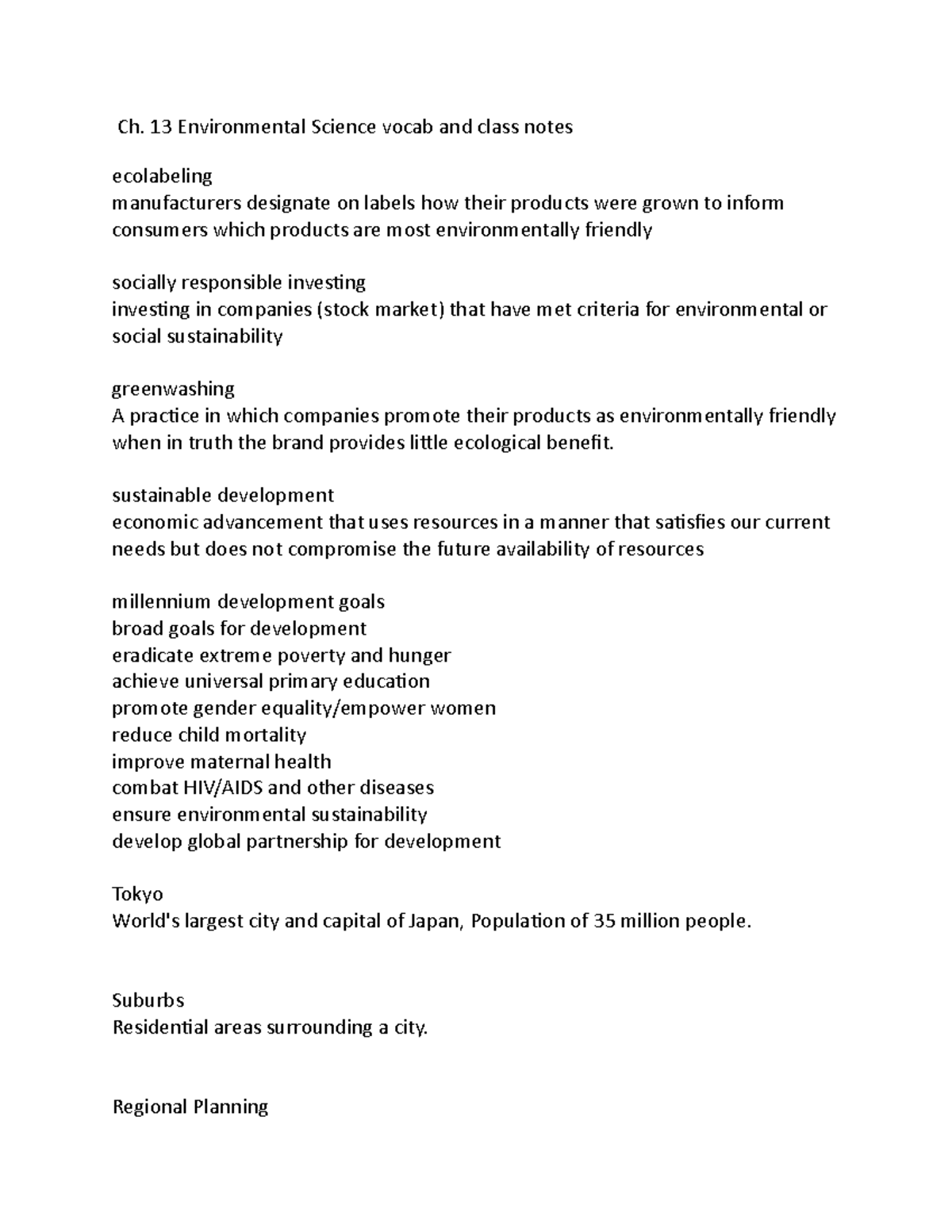 Chapter 13 - Lecture notes 13 - Ch. 13 Environmental Science vocab and ...