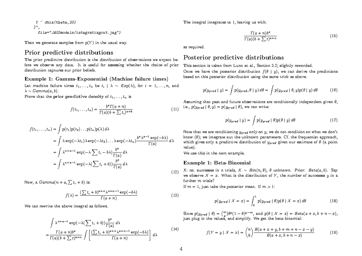 Engineering Analysis Bayesian Data Analysis - The integral integrates ...