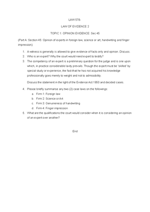 Evidence tuto week 2-converted - LAW578/591 – LAW OF EVIDENCE II ...
